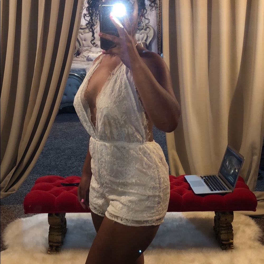 White backless romper
